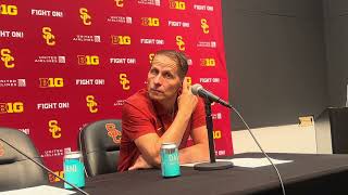 USC head coach Eric Musselman discusses Trojans’ 7166 loss to Cal [upl. by Oeflein117]