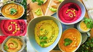 4 RECETTES DE HOUMOUS pour vos apéritifs entre amis  savoureux original et sain  recette santé [upl. by Cami98]