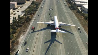 Boeing 777 emergency landing on busy highway [upl. by Ahsenahs326]