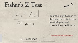 Fishers ZTest  Two Independent Sample Test  Dr Jeet Singh  Part  2 [upl. by Yanrahc]