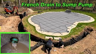 4 foot Deep French Drain to Outdoor Sump Pump  How to Fix a Floating Pool Liner [upl. by Ogdon719]