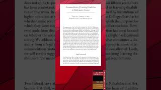 “Accommodations of Learning Disabilities in Mathematics” by Kathleen Acker  in BWM 2010 anthology [upl. by Ahtanaram]