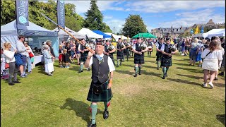 Gordon Highlanders Drums amp Pipes playing Bloody Fields on the march in at 2024 Aboyne Highland Games [upl. by Ilaw59]