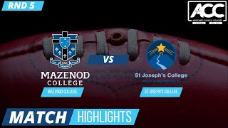 ACC Football Div 2  Mazenod vSt Josephs  Round 5 Highlights [upl. by Amarillis]