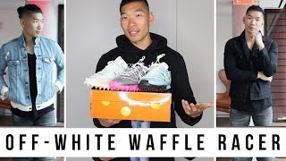 OFFWHITE Nike Waffle Racer Review amp Full Body Outfits  Levitate Style [upl. by Bore]