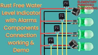 Rust Free Water Level Indicator 5 BC547 NPNs Alarm on Full amp Empty [upl. by Apul]