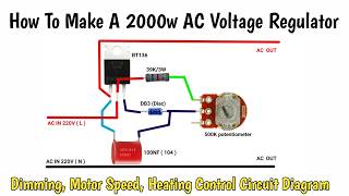 Single Triac 2000w AC Voltage Regulator circuit  Dimming Motor Speed Heating Control [upl. by Nolur]