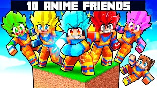 10 FRIENDS On ONE ANIME BLOCK in Minecraft [upl. by Atsirhcal206]