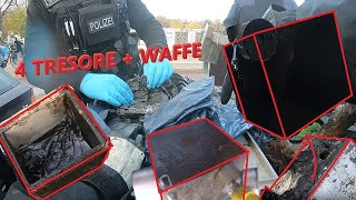 4 TRESORE scharfe WAFFE und die POLIZEI an einem Tag So ist Magnetfischen mit MaScottchen Berlin [upl. by Berga]