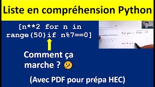 Créer une liste en compréhension dans Python avec ou sans filtrage prépa HEC [upl. by Bull]