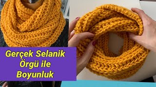 Selanik Örgü Boyunluk Brioche Scarf [upl. by Glaudia]