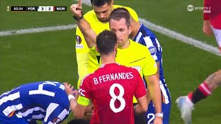 BRUNO FERNANDES RED CARD  PORTO VS MANCHESTER UNITED [upl. by Bunny]