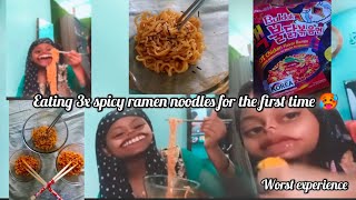 trying 3x spicy ramen noodles for the first time  honest review worst experience koreanramen [upl. by Nelson]