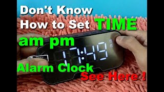 MIRROR FM BLUETOOTH SPEAKER HOW TO SET TIME ALARM CLOCK SETUP 12 24 HOUR AM  PM TIME FORMAT [upl. by Philbert588]