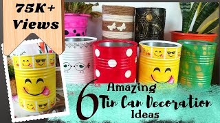 DIY 6 Amazing Tin Can Decoration Ideas  Tin can crafts  Recycled Tin Can Craft Ideas  Craftdil [upl. by Einaeg]