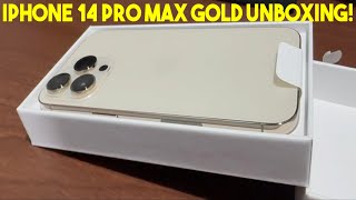 GOLD IPHONE 14 PRO MAX UNBOXING [upl. by Solahcin231]