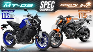 Yamaha MT09 2021 vs KTM Duke 890 2021 ┃ Specs Comparison [upl. by Sophi99]