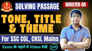 Solving Passage  Theme Tone amp Title  Booster Series Set 05  Ajay Sir MB Books  SSC CGL MAINS [upl. by Gibbon]