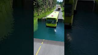 Bus vs water pit 28  carsvswaterpit beamngdrive doubleflatbedtrailertruckvsspeedbumps [upl. by Navannod]