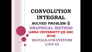 316 Convolution integral problem2  Convolution integral using graphical method  AU DEC 2016 [upl. by Notnats750]