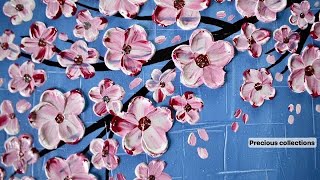 Acrylic texture painting  Cherry Blossom Acrylic Texture Painting [upl. by Hogle793]