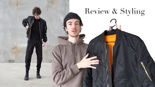 Alpha Industries MA1 Bomber Jacket slim  Review amp Styling [upl. by Foskett782]