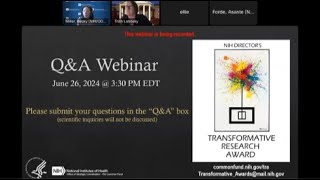 FY2025 NIH Director’s Transformative Award QampA Webinar [upl. by Whalen]