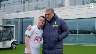 ANGE POSTECOGLOU The Tottenham Boss Surprises Fan Owen Bright Ahead of Down Syndrome Awareness Week [upl. by Geirk]