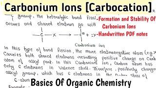 Carbonium Ions Carbocation  Formation and Stability Of Carbonium Ions  chemistry bscnotes [upl. by Lachance]