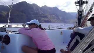 Malihini catamaran sailing Na Pali coast Kauai [upl. by Birdie]