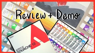 Holbein Acrylic Gouache Review  Swatches amp Full Painting  Acryla Gouache 18 Color Set [upl. by Trebmal417]