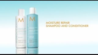 How To Moroccanoil Moisture Repair Shampoo and Conditioner [upl. by Imoyaba]