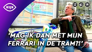 Oudere man gebruikt WINKELWAGEN als ROLLATOR in de tram  Overtreders  KIJK Misdaad [upl. by Enyt]