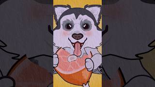 Husky Puppy mukbang eating cartoon youtubeshorts [upl. by Herwick]