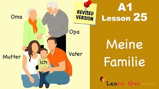 Revised  A1  Lesson 25  the family in German  die Familie  Meine Familie  Learn German [upl. by Les]