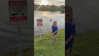 Son Throws basketball in alligator Lake 😳😂 shorts [upl. by Bennion]