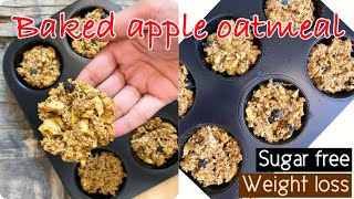 Baked apple oatmeal recipe  Baked oatmeal  healthy baked oats  baked apple cinnamon oatmeal [upl. by Stanislas]