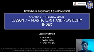 Geotechnical Engg 1 Soil Mechanics  Plastic Limit and Plasticity Index [upl. by Fenner]