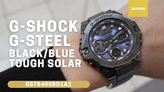 UNBOXING GSHOCK GSTEEL BLACK amp BLUE SOLAR GSTB400BD1A2 [upl. by Valerie]