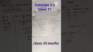 ex 53 Q 17 l ch 5 l airthmetic progession l class 10 maths [upl. by Edmond]