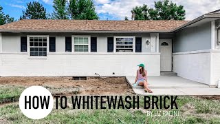 How to Whitewash Brick House Exterior  We Improved our Curb Appeal for Under 150 [upl. by Suirada]