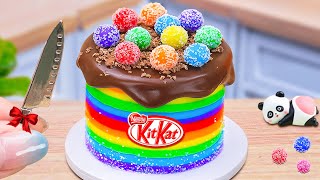 Rainbow Chocolate With Snow Fondantball 🌈 Bake It Easy Kitkat Petite Cake Recipes 🍭🎂 Petite Mastery [upl. by Allicirp612]