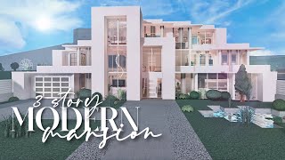 ROBLOX  Bloxburg Spring Modern Mansion 215k  No Large Plot  3 Story House Build [upl. by Drucie958]