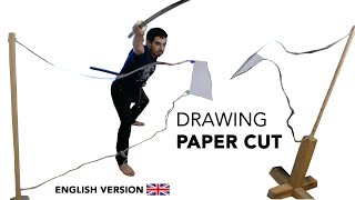 drawing cut with paper with artkatana custom amp Zsey custom samurai battojutsu martialarts [upl. by Nuahsad14]