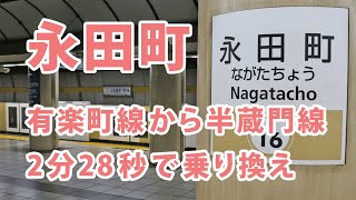 永田町駅の有楽町線から半蔵門線の乗換案内 [upl. by Linette]