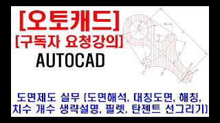 구독자 요청강의  오토캐드 실무 도면제도 도면해독 대칭도면 해칭실무 치수 갯수 생략설명 필렛 탄젠트 선그리기 캐드자격증 캐드단축키 캐드꿀팁 등 [upl. by Anela437]