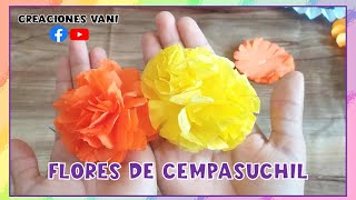 Como hacer Flores de cempasuchil de papel crepe  Flores de papel [upl. by Aerdnat]