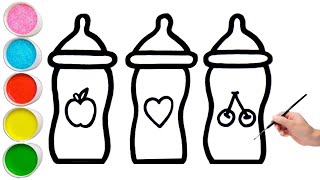 Drawing baby bottles for kids  Cute baby bottle drawing  Fun and Easy Tutorial [upl. by Pellikka]