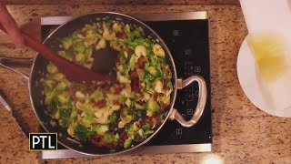 Cooking with Rania Sautéed brussels sprouts with pancetta [upl. by Aret10]