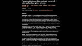 Pharmacokinetics and thermal antinociceptive effects of oral morphine in horses [upl. by Monteria]